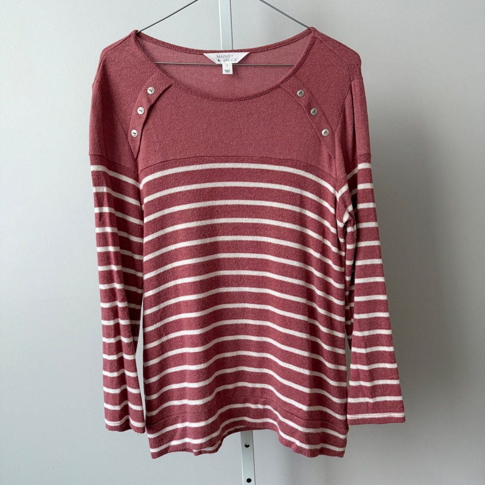 Market & Spruce Womens Size S Striped Sweater‎ chic feminine preppy